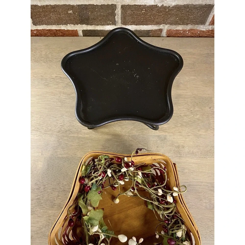 Longaberger 2001‎ Shining Star Basket Set With Wrought Iron Stand